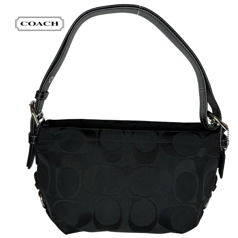 Coach | Y2K EUC Signature Black Jacquard and Leather Convertible Bag F15068